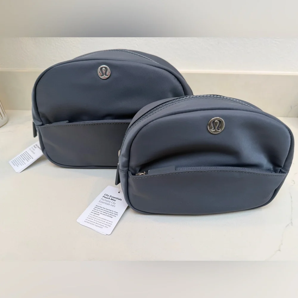 NWT Lululemon City Essential Pouch Duo in Oil Grey with Silver Hardware